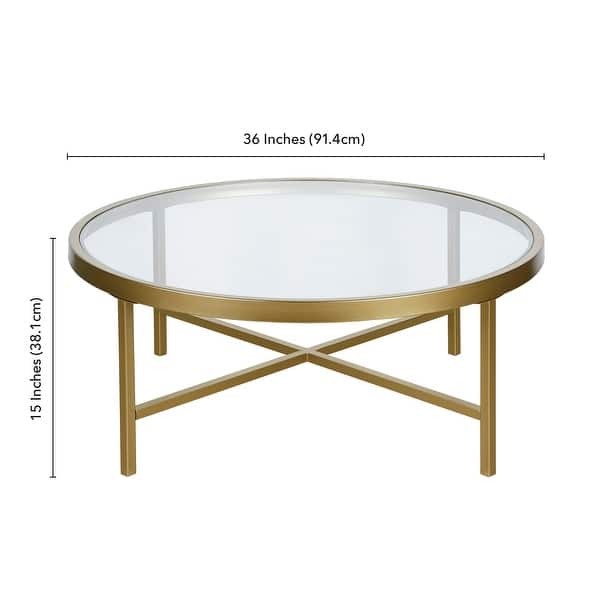 Xivil Contemporary Round Glass Top Steel Coffee Table Bed Bath