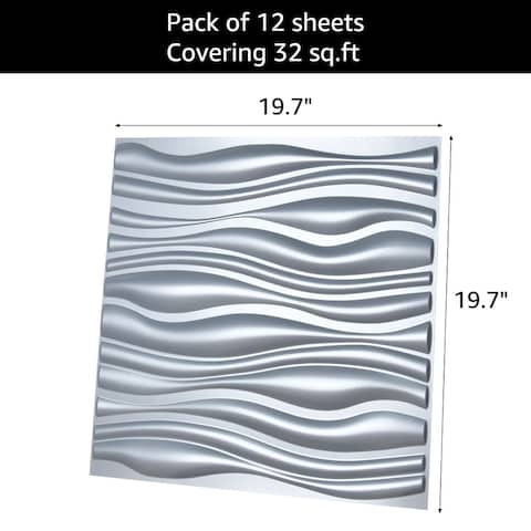 Art3d PVC Wave Board Textured 3D Wall Panels,19.7" x 19.7" (12 Pack)