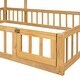 preview thumbnail 13 of 14, Natural Full Size Wooden Floor Bed with Fence Railings and Detachable Headboard, Kids Dress Up Rack, Playhouse Frame