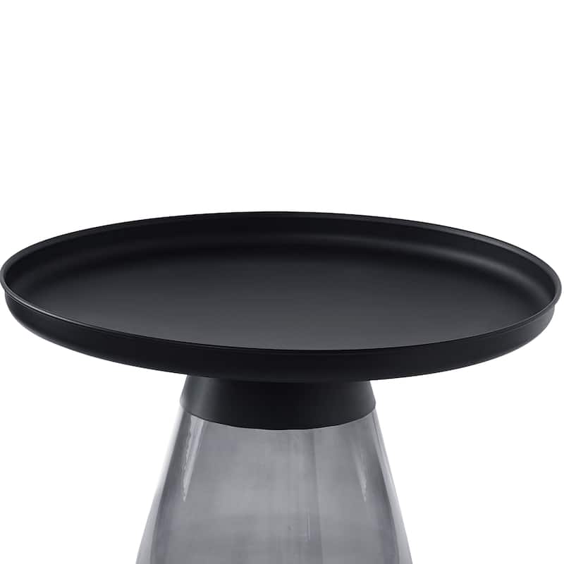 Set of Two Matte Black Tray Top Aeryn Nesting Tables - 24x17 19x20