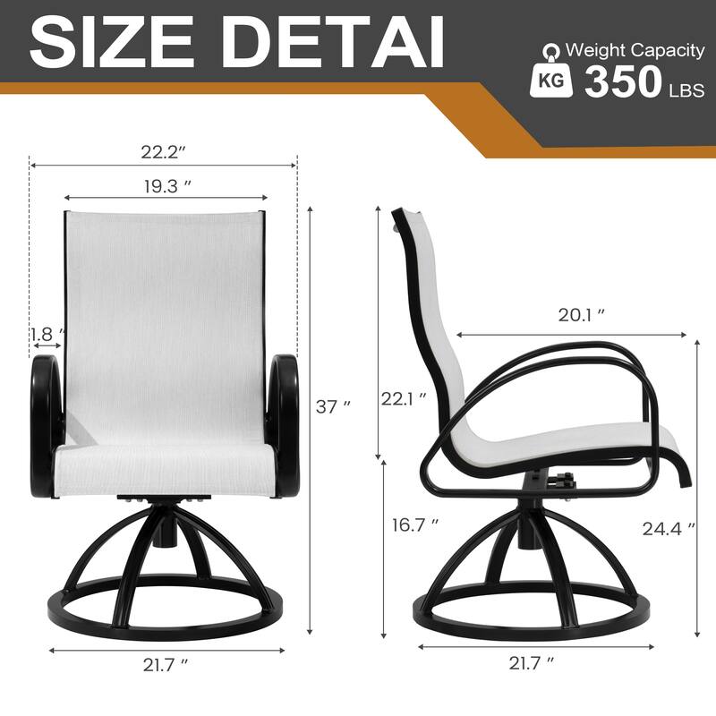 7/9PC Outdoor Patio Aluminum Dining Table with Sunbrella Swivel Dining Chairs Sunbrella Umbrella Hole