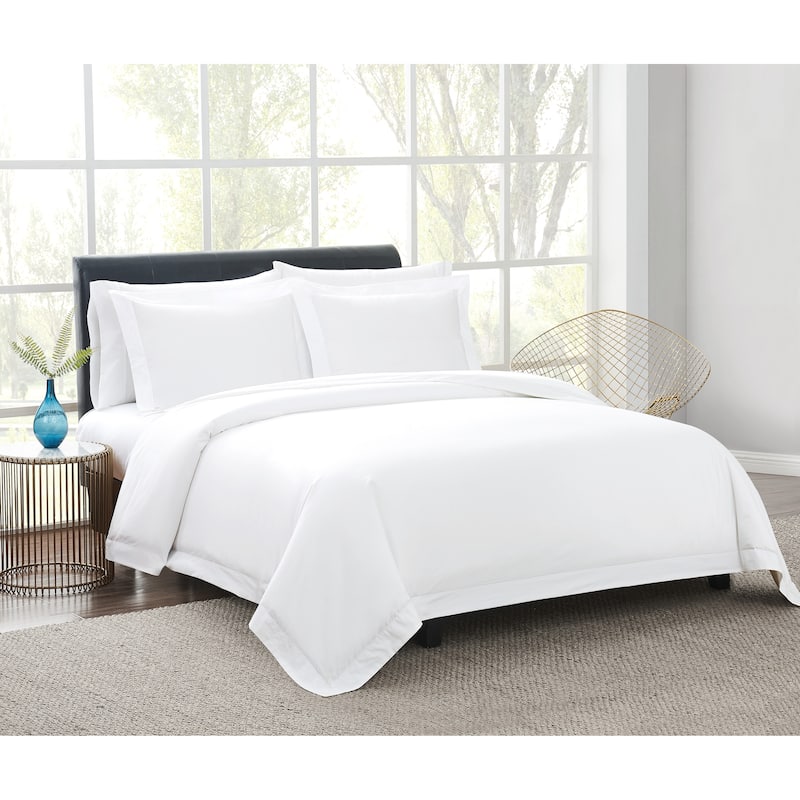 Vince Camuto Solid 400TC Percale 3 Piece Duvet Cover Set