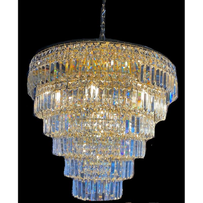 Round Chandelier 28" Wide Clear Crystal Flush mount