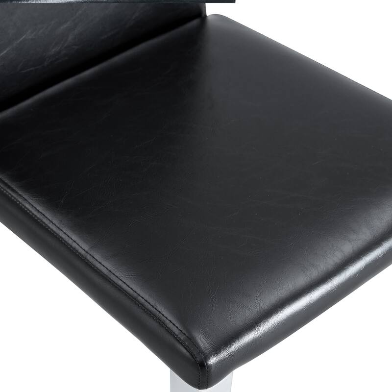 63-Inch Rectangular Dining Table Set with Tempered Glass Top and Chairs, Modern Kitchen & Living Room Dining Set for Apartments