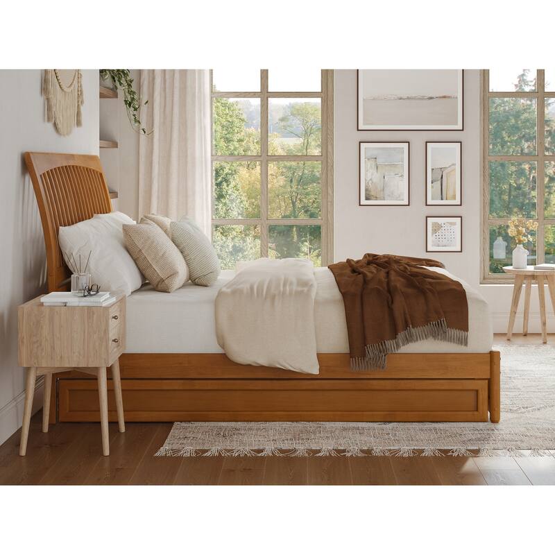 Roslyn Platform Bed with Modern Panel Footboard and Twin XL Trundle
