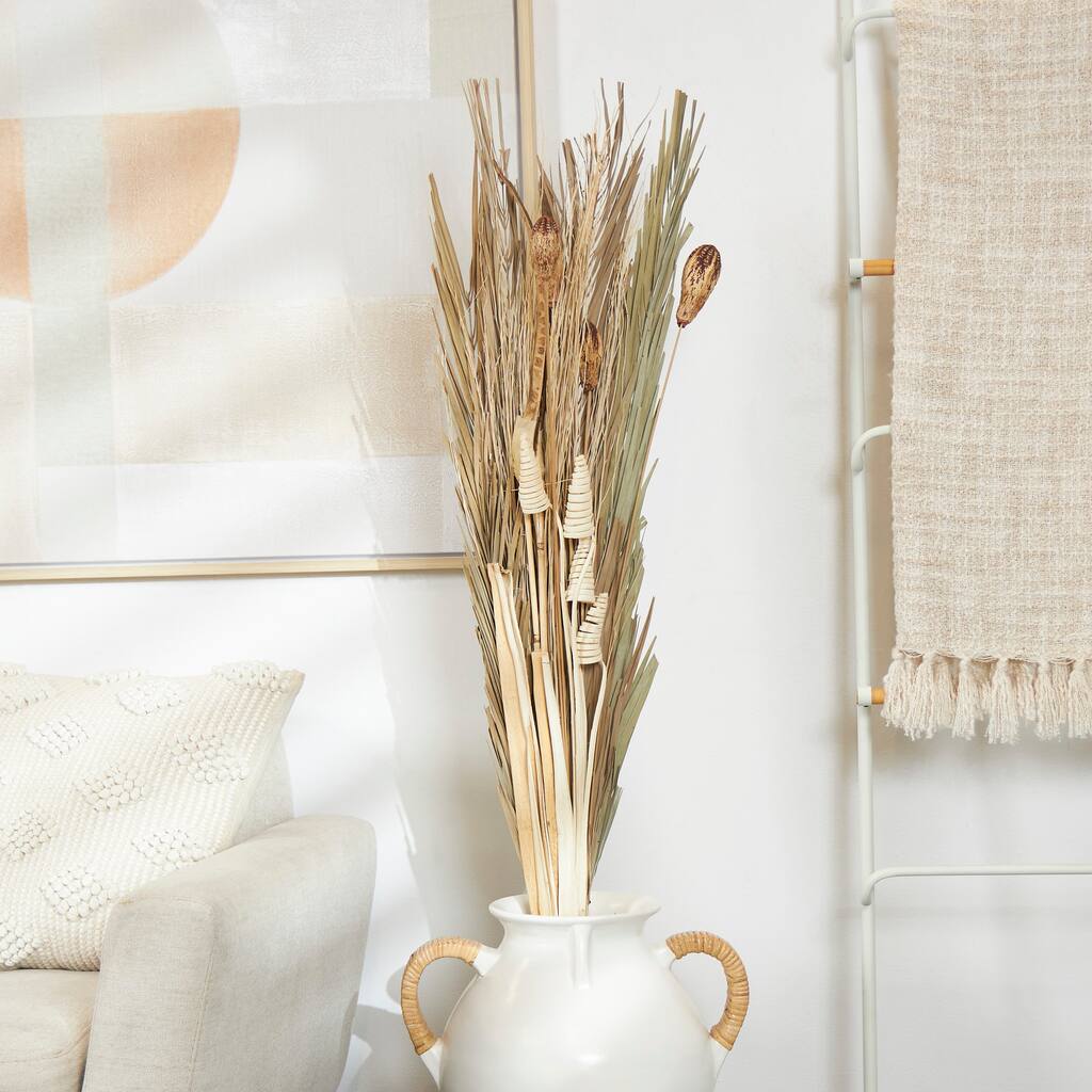 Beige Dried Plant Handmade Tall Assorted Bouquet Palm Leaf Home Decor Natural Foliage with Branch Accents