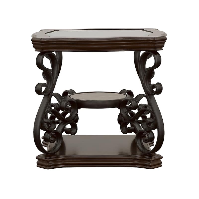 Laney 1-shelf Glass Top Rectangular End Table Dark Merlot