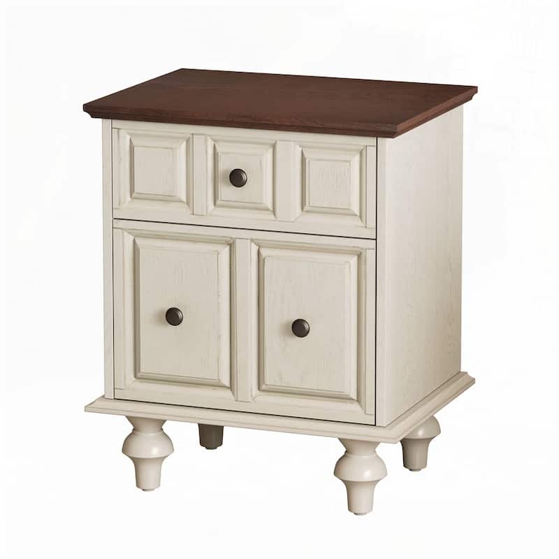 Wood NightStand with Metal Handle