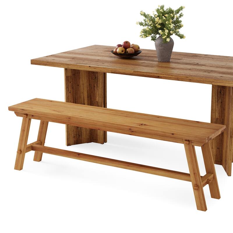 Solid Wood Indoor Dining Table Bench for Kitchen Dining Room - 55.12" L x 11.8" D x 17.72" H