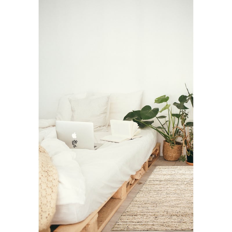 ECARPETGALLERY Braid weave Sienna Cream Wool Rug - 5'1 x 7'10