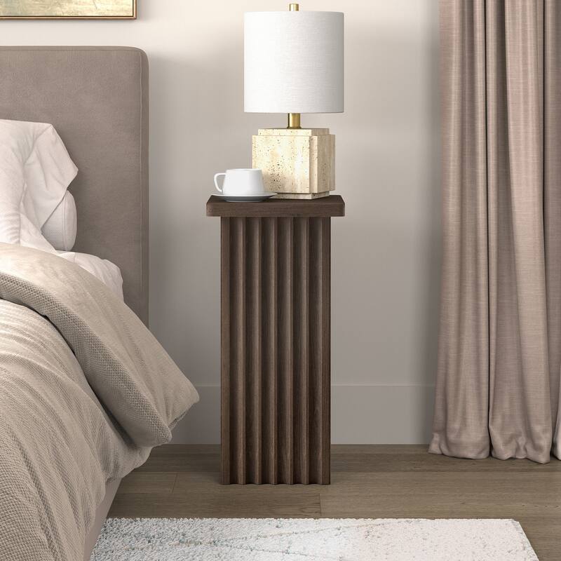 Bourne 10.75" Wide Square Fluted Side Table - 10.75" Wide