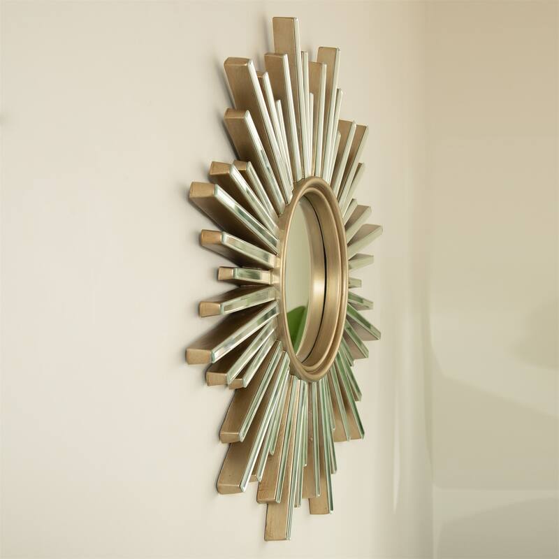 33" Luxury Style PU Sunburst-shaped Art Decorative Mirror