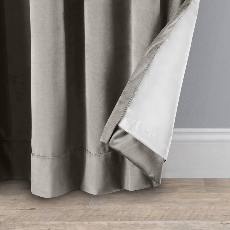 Premium Velvet Rod Pocket W Woven Blackout Liner and Back Tab Curtain Panel