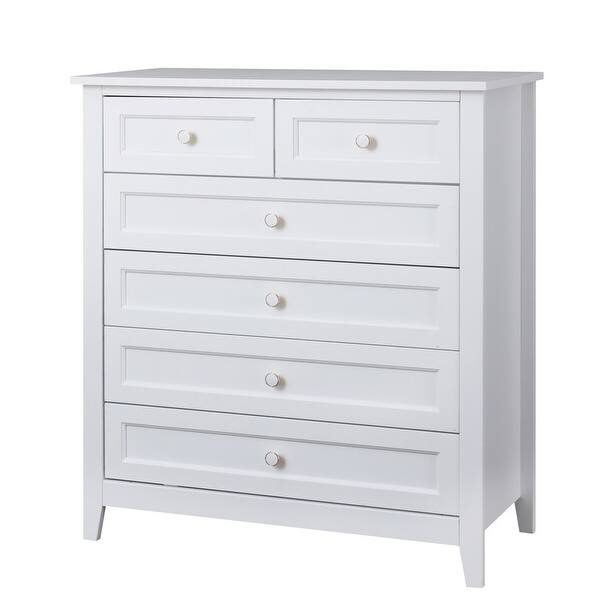 White Dresser,6-Drawers Dresser for Bedroom with Retro Round Handle - Bed  Bath & Beyond - 39014395