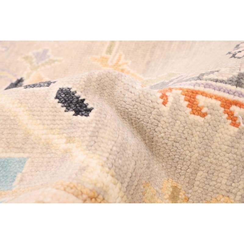 ECARPETGALLERY Hand-knotted Modern Oushak Light Grey Wool Rug - 6'1 x 9'1