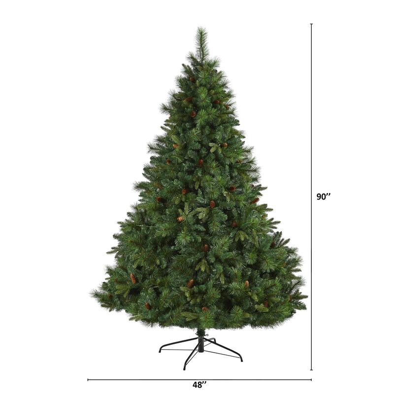 Pre-Lit Full West Virginia Mixed Pine Artificial Christmas Tree - 7.5' - Clear LED Lights - 7.5 Foot