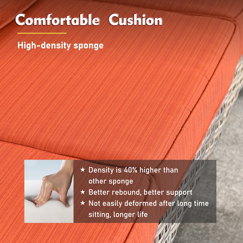 XIZZI 6-Piece Patio Wicker Outdoor Furniture Deep Seat Conversation Sofa Set