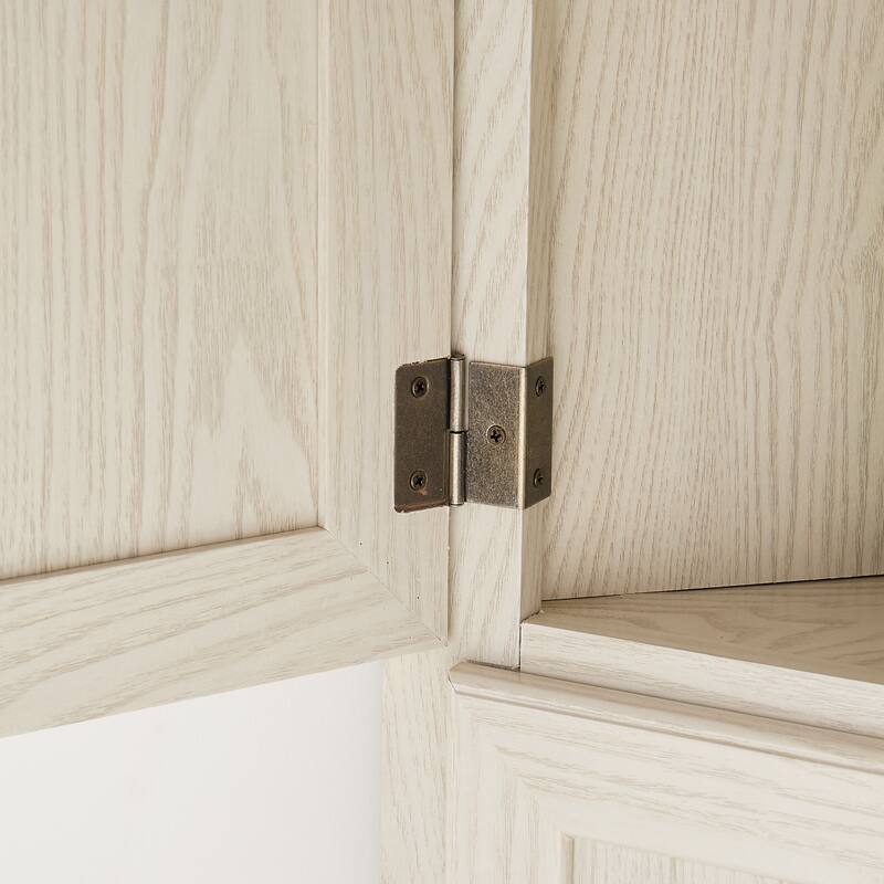 GDF Studio - Farmhouse Corner Cabinet Tall 4-Tier Storage Pantry with 8 Doors.