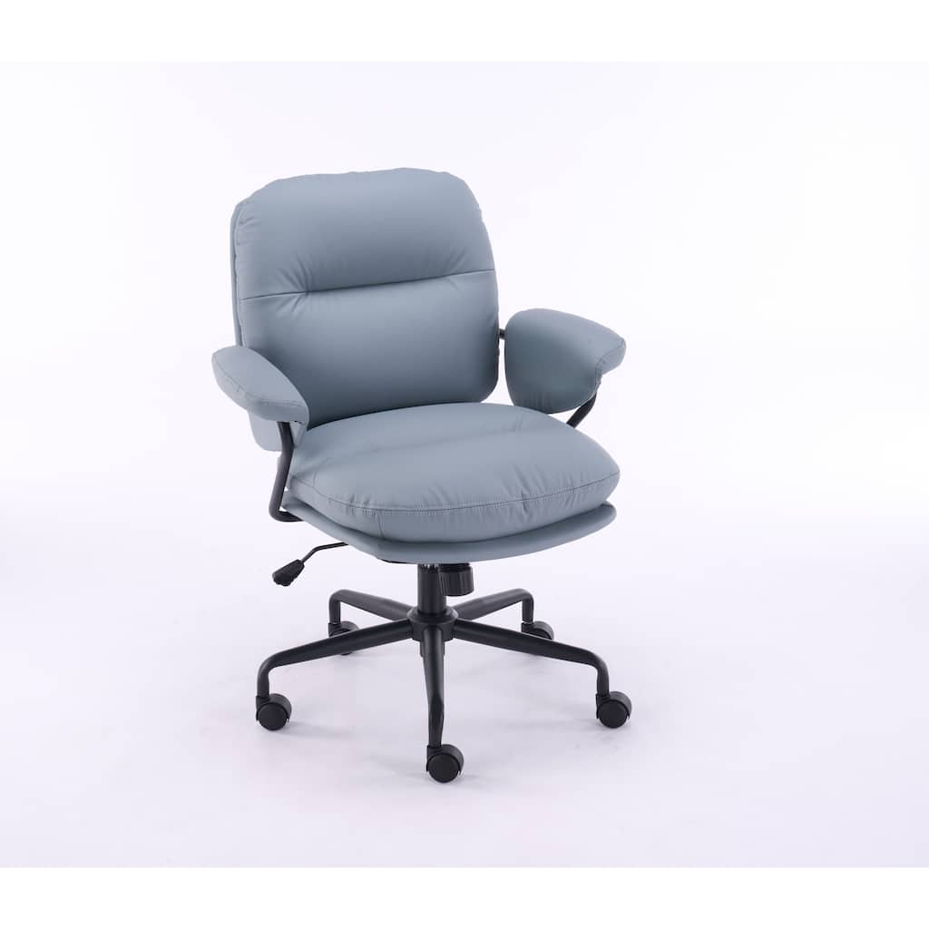 Ergonomic Leather Office Chair with 360°Swivel, Adjustable Height, Reclining Backrest & Breathable Seat
