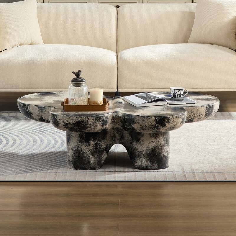 Butterfly-Shaped Coffee Table Sofa Side Table, Center Table Accent Table with Dynamic Flowing Design for Living Room