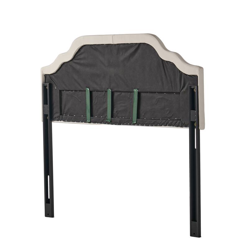 Queen Size Tufted Upholstered Headboard with Metal Legs and Nailhead Trim