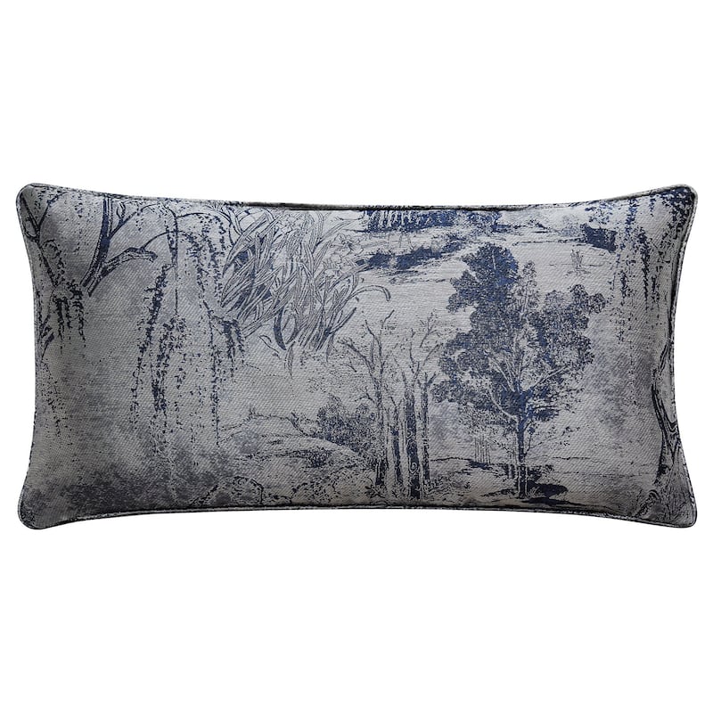 HiEnd Accents Pastoral Jacquard Lumbar Decorative Pillow, 14"x26" - Silver