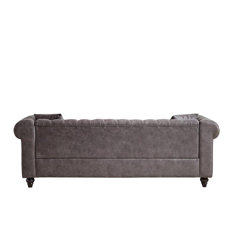 Chesterfield Sofa in Tech Fabric - 85.5" 3-Seater with Rolled Arms