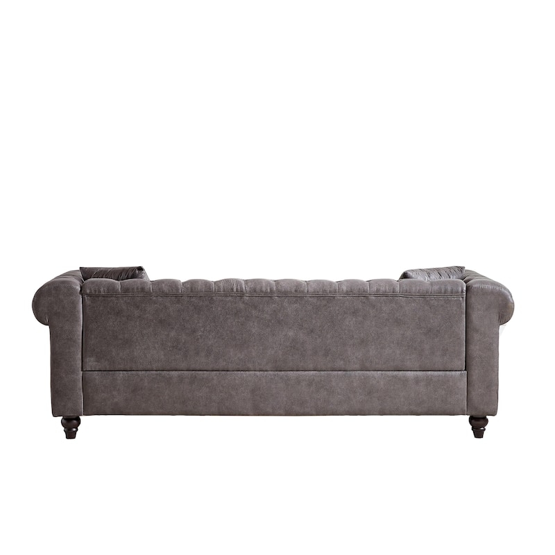 Grey Tech Fabric 3-seater Chesterfield Sofa