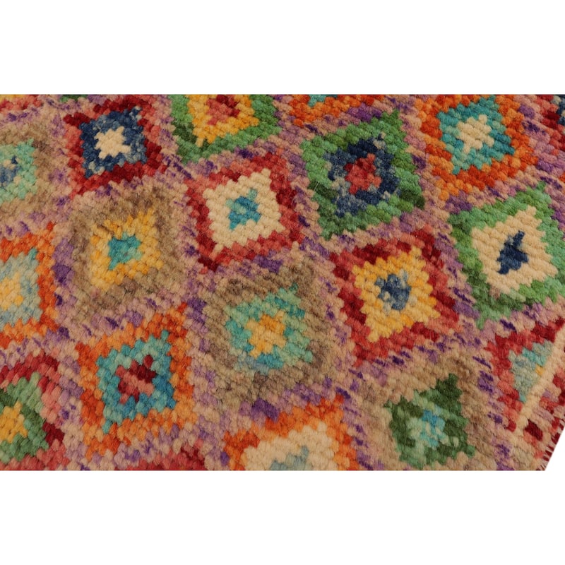 Shabby Chic Balochi Marsh Purple/Rust Hand Knotted Wool Rug - 3'5'' x 4'11''
