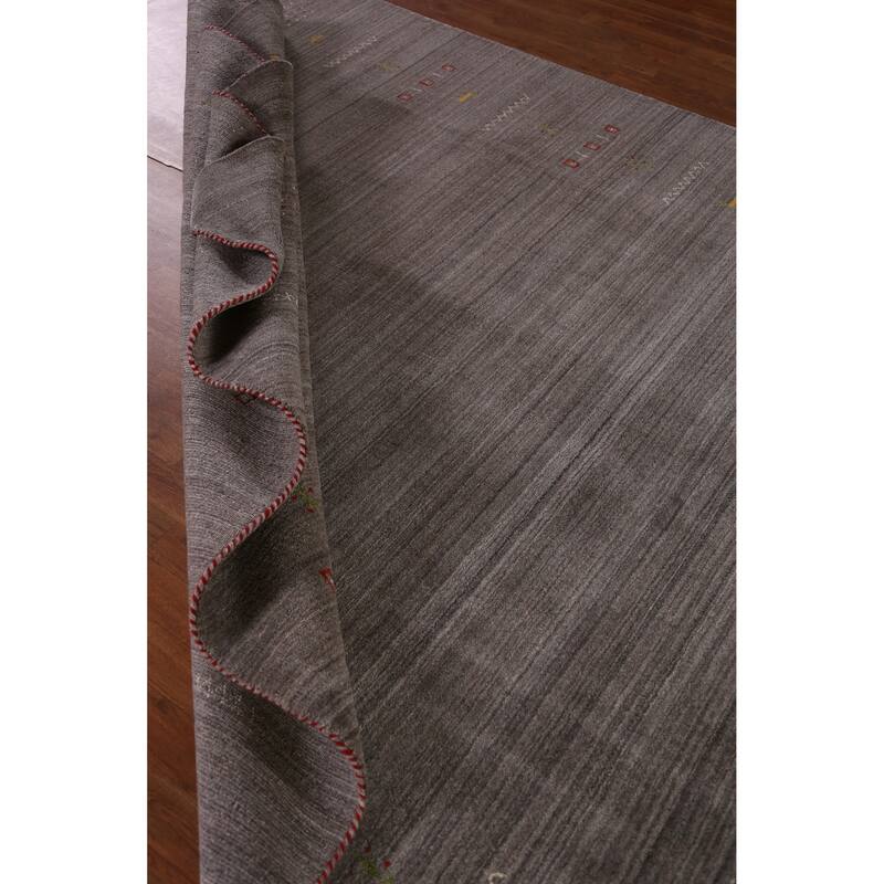 Hand Knotted Oriental 100% Wool Carpet Tribal Tribal Greys & Charcoal Gabbeh Area Rug - 9' 9'' X 8' 0''