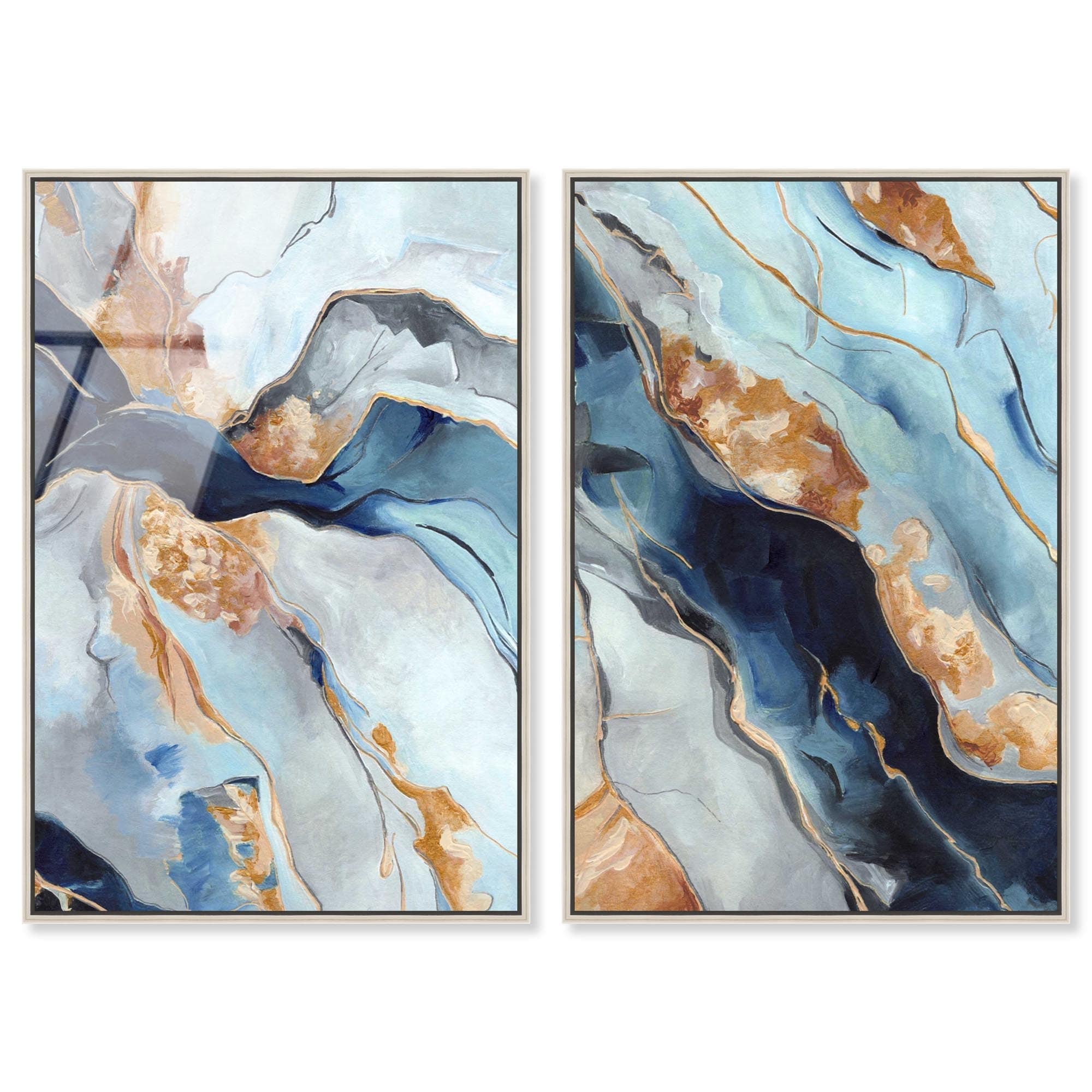 Blush Pink Whimsy Blue Set Framed Acrylic Wall Art by Art Remedy