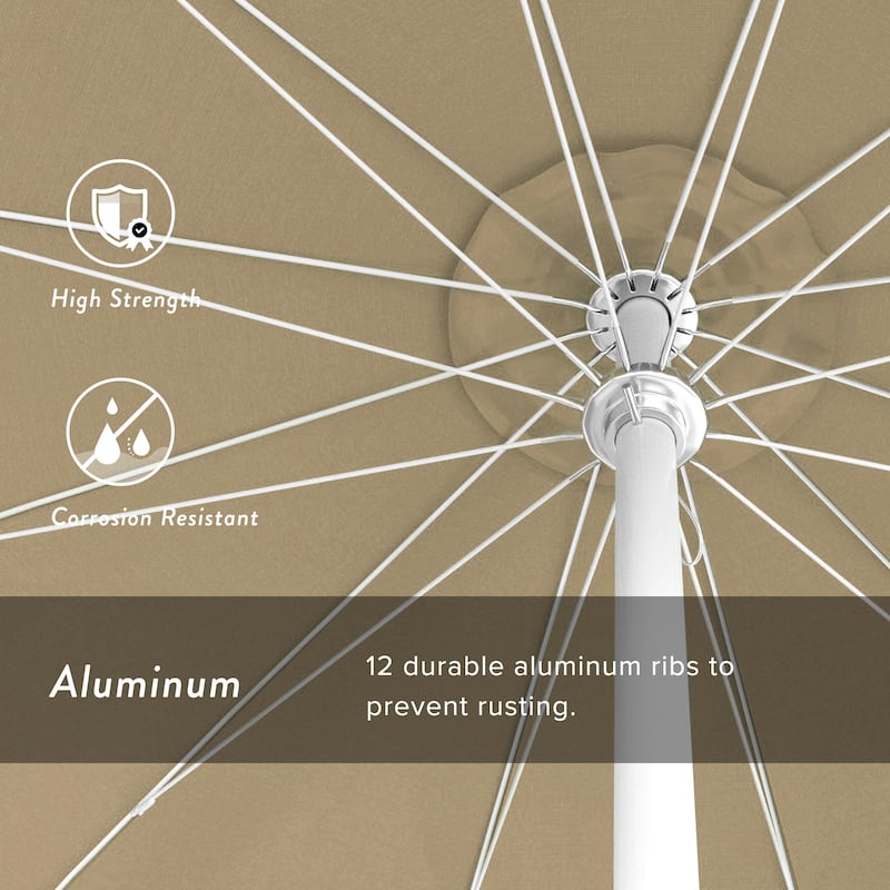 California Umbrella 85' Classic Pagoda Series Patio Umbrella With White Aluminum Pole Push Lift Sunbrella
