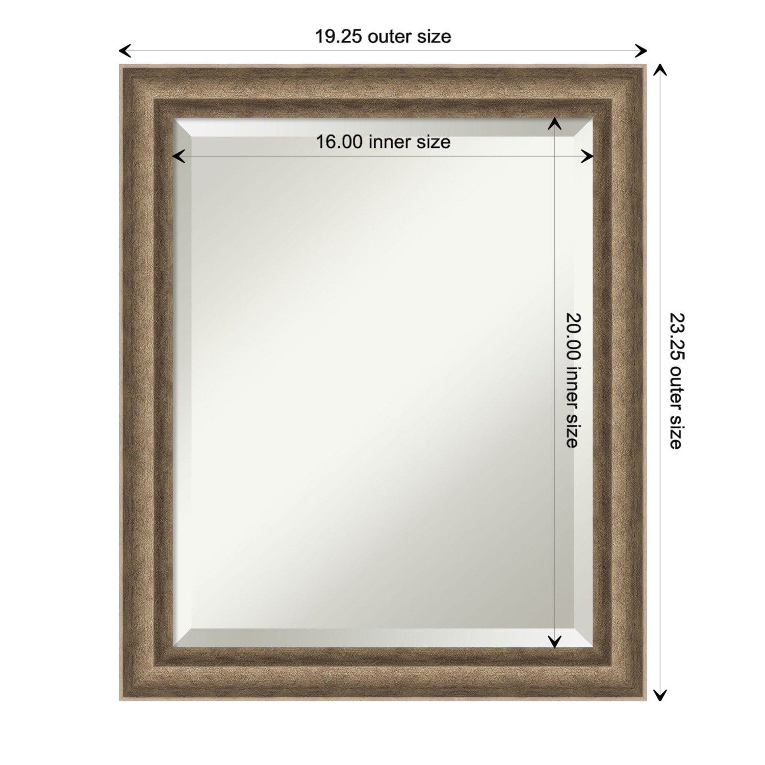 Angled Beveled Wood Framed Bathroom Vanity Wall Mirror