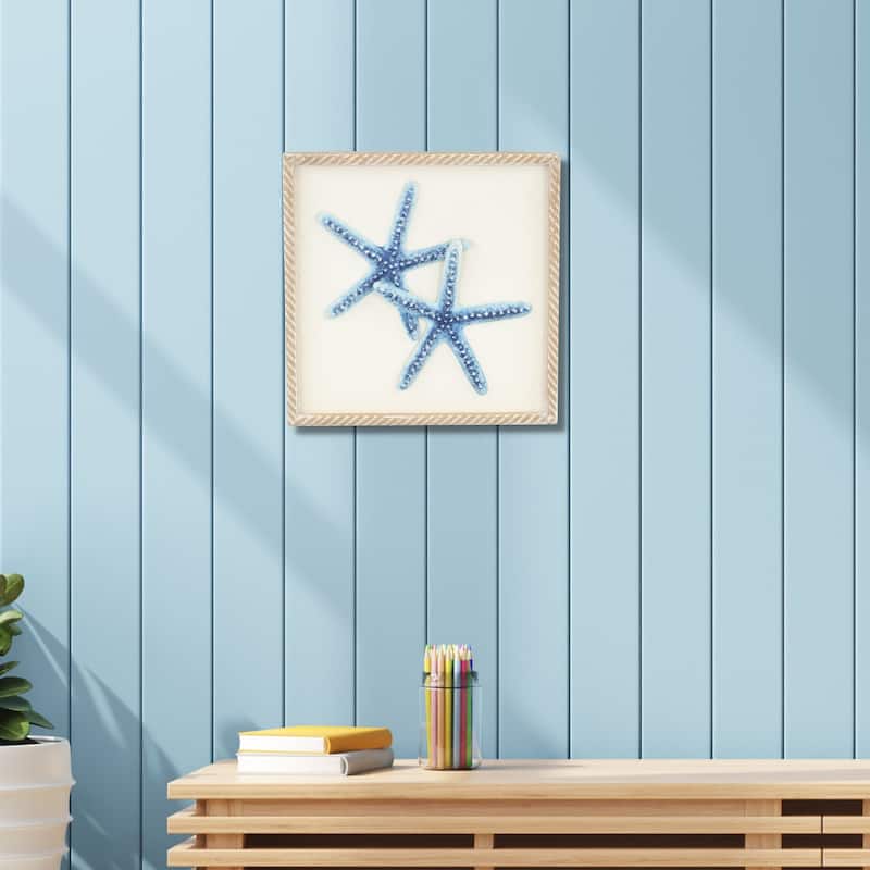 Coralia Blue Metal Starfish Relief Wall Art