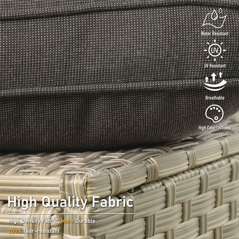 HOOOOWOOO 5-piece Wicker Rattan Patio Outdoor Furniture Ergonomic Conversation Set with Coffee Table