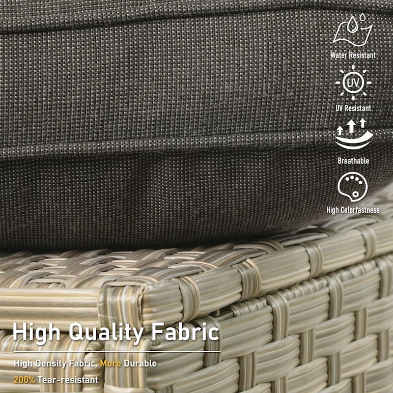 HOOOWOOO 5-piece Rattan Wicker High Back Patio Conversation Furniture Set