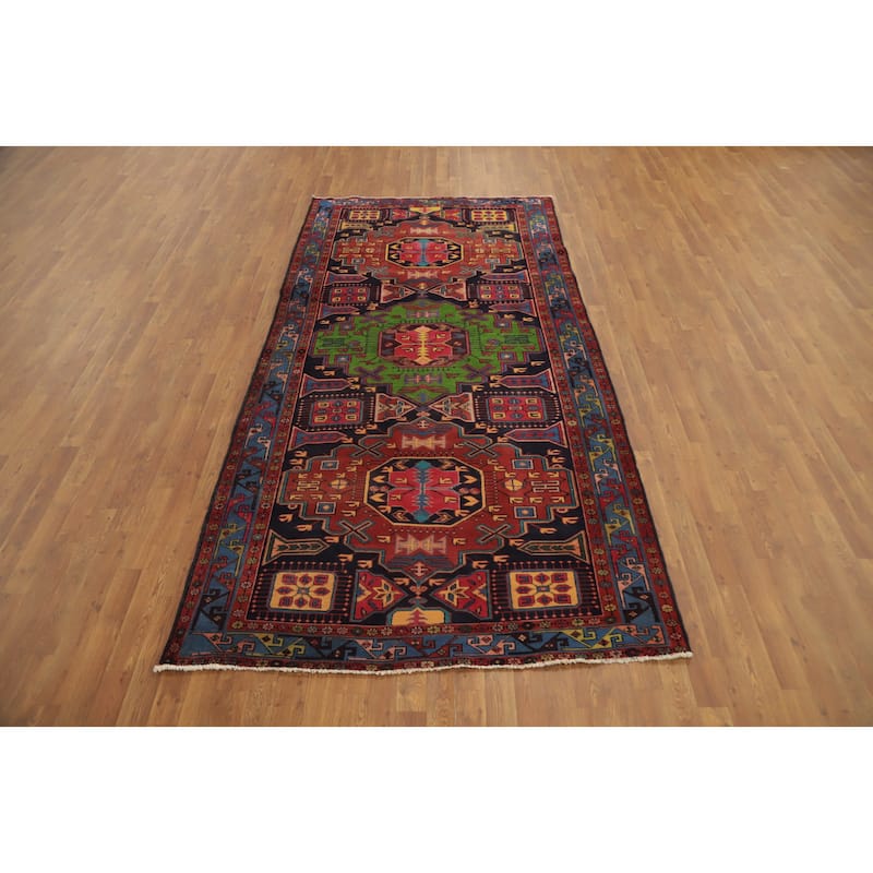 Hand Knotted Oriental 100% Wool Carpet Traditional Tribal Multi-Colored Meshkin Area Rug - 10' 0'' X 5' 1''