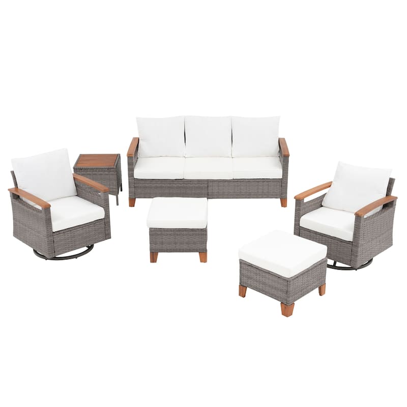 Outdoor 6-piece Sofa Set With Swivel Chair Patio Furniture