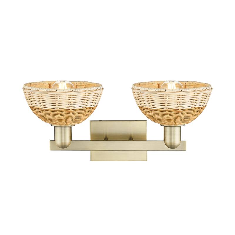 Innovations Lighting Downtown Urban - Natural Ballston Dome - 2 Light 16" Bath Vanity Light with Basketweave Shade