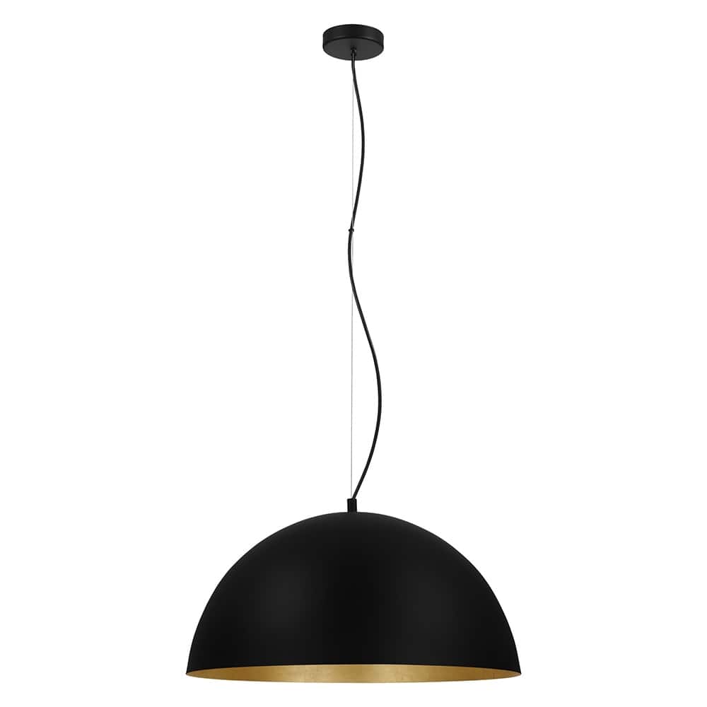 Eglo Rafaelino 24-inch Black and Gold Leaf Bowl Pendant