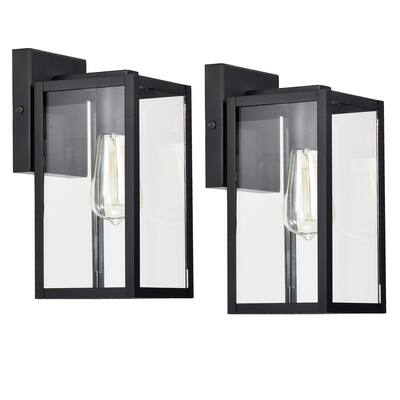 1-Light Outdoor Wall Light with Clear Glass (Set of 2) - 11"x5"x6.25"