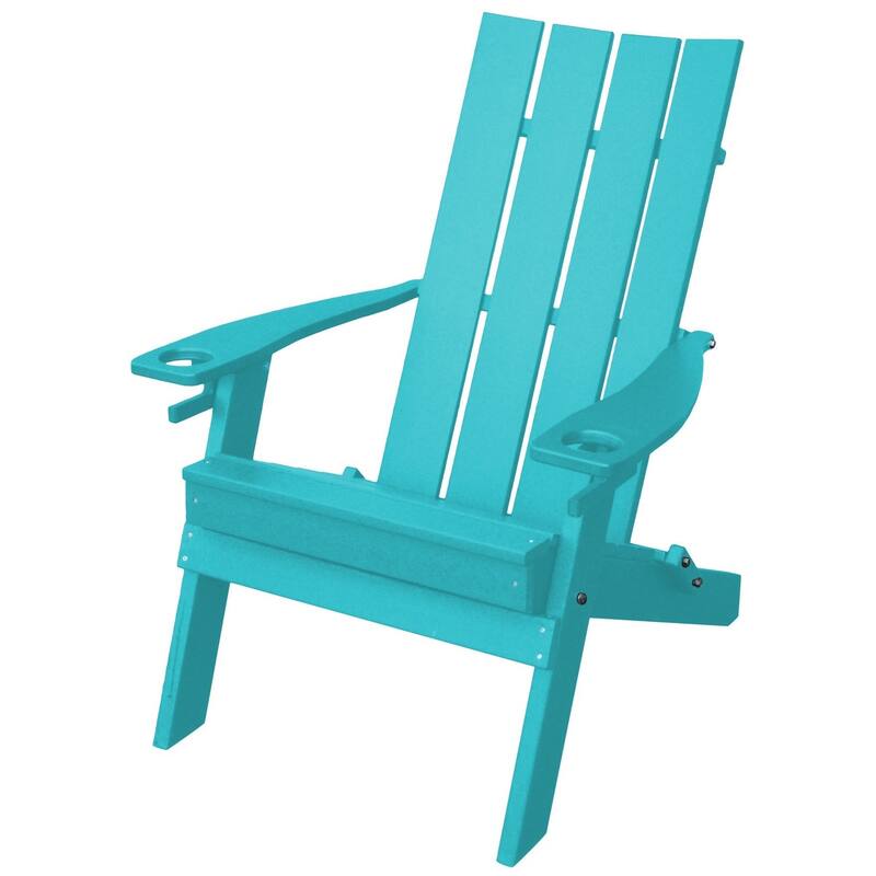 Poly Hampton Folding Adirondack Chair with 2 Cupholders