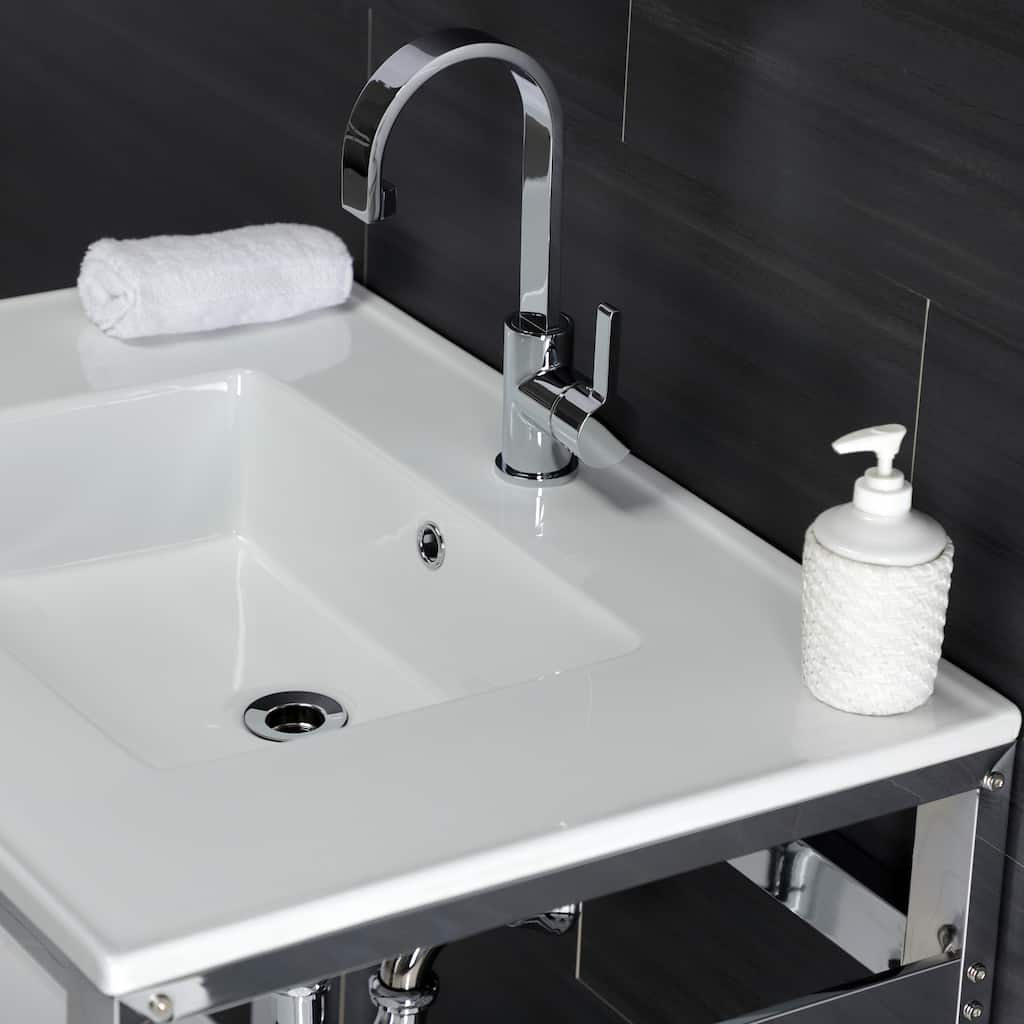 Kingston Brass Continental Single-Handle 1-Hole Deck Mount Bathroom Faucet with Push Pop-Up