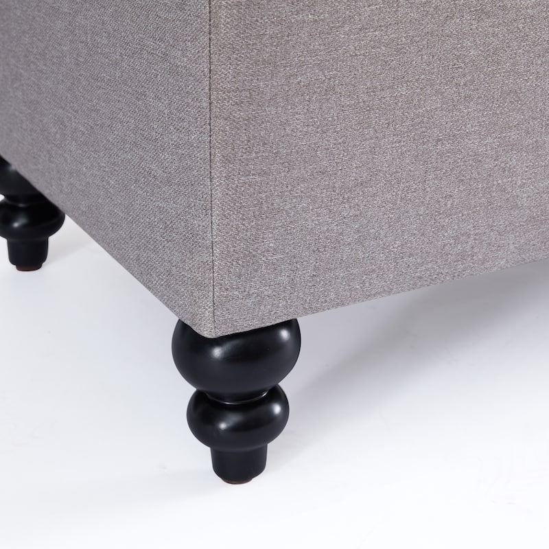 Button-Tufted Storage Bench Ottoman with Solid Wood Legs for Bedroom 50"W x 17.5"D x 18"H