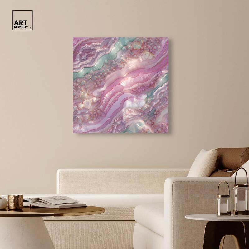 Pink and Mint Crystal I Canvas by Art Remedy, Gallery Wrapped
