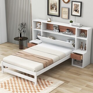 Twin Size Platform Bed with Storage Headboard and Drawers - Bed Bath ...