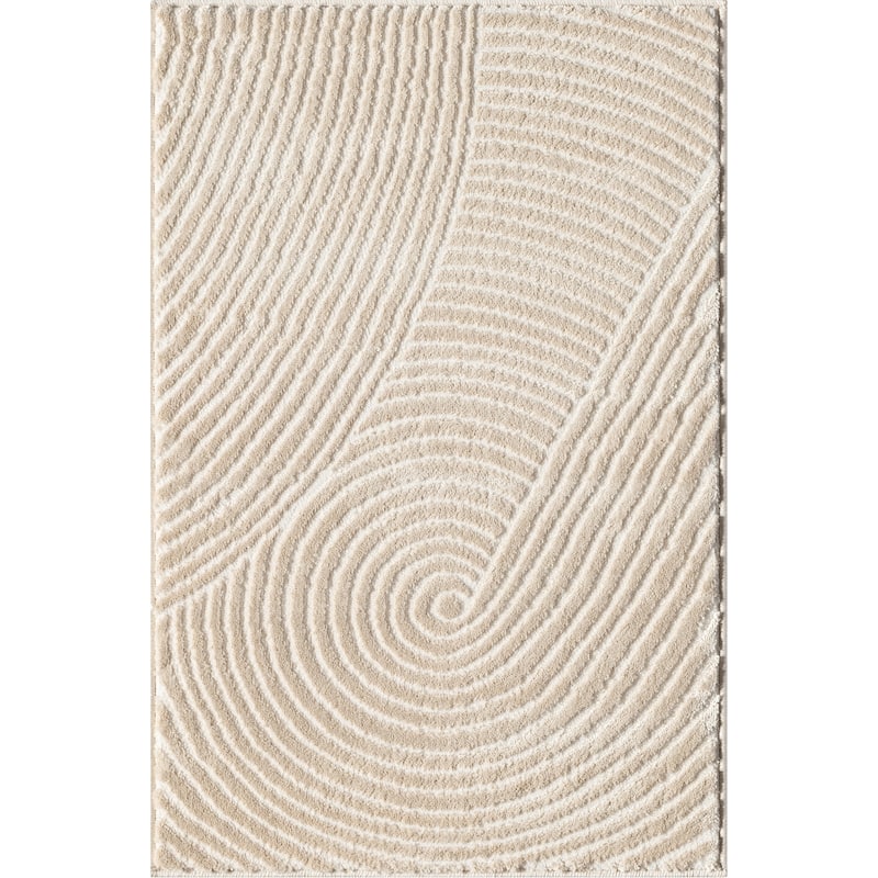 Abani Neutral NTL130 Zen Reiki Circles Area rug