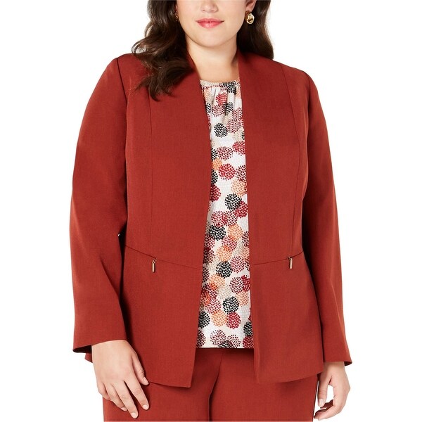 Kasper Womens Flyaway Blazer Jacket, Orange, 16W. Opens flyout.