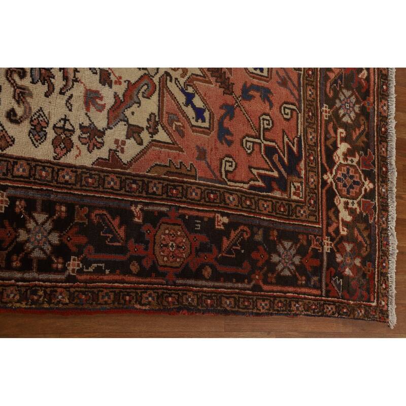 Traditional Geometric Heriz Persian Area Rug Hand-knotted Wool Carpet - 8'0" x 11'1"