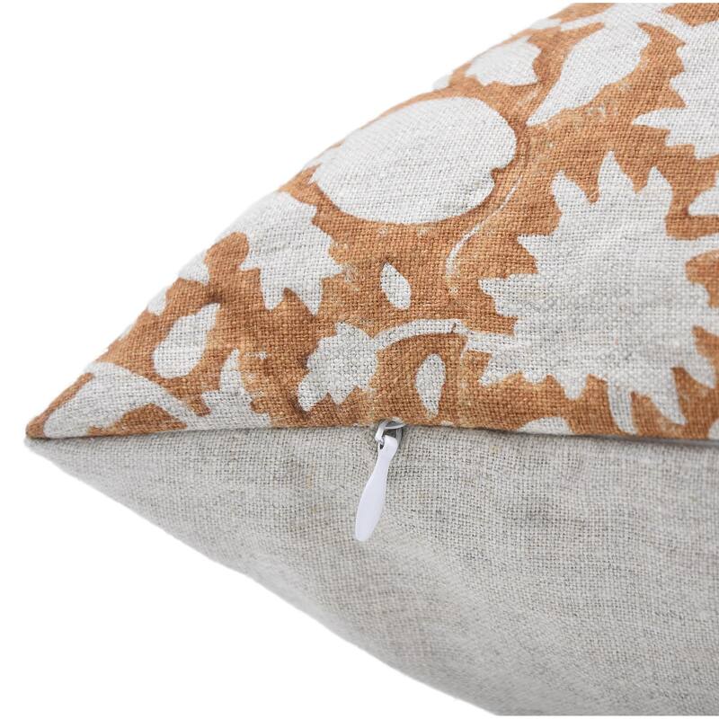 Linen Farmhouse Block print pillow Cover - Manikarnika